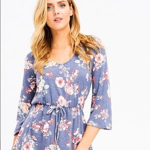 Navy Blue multi watercolor chiffon dress